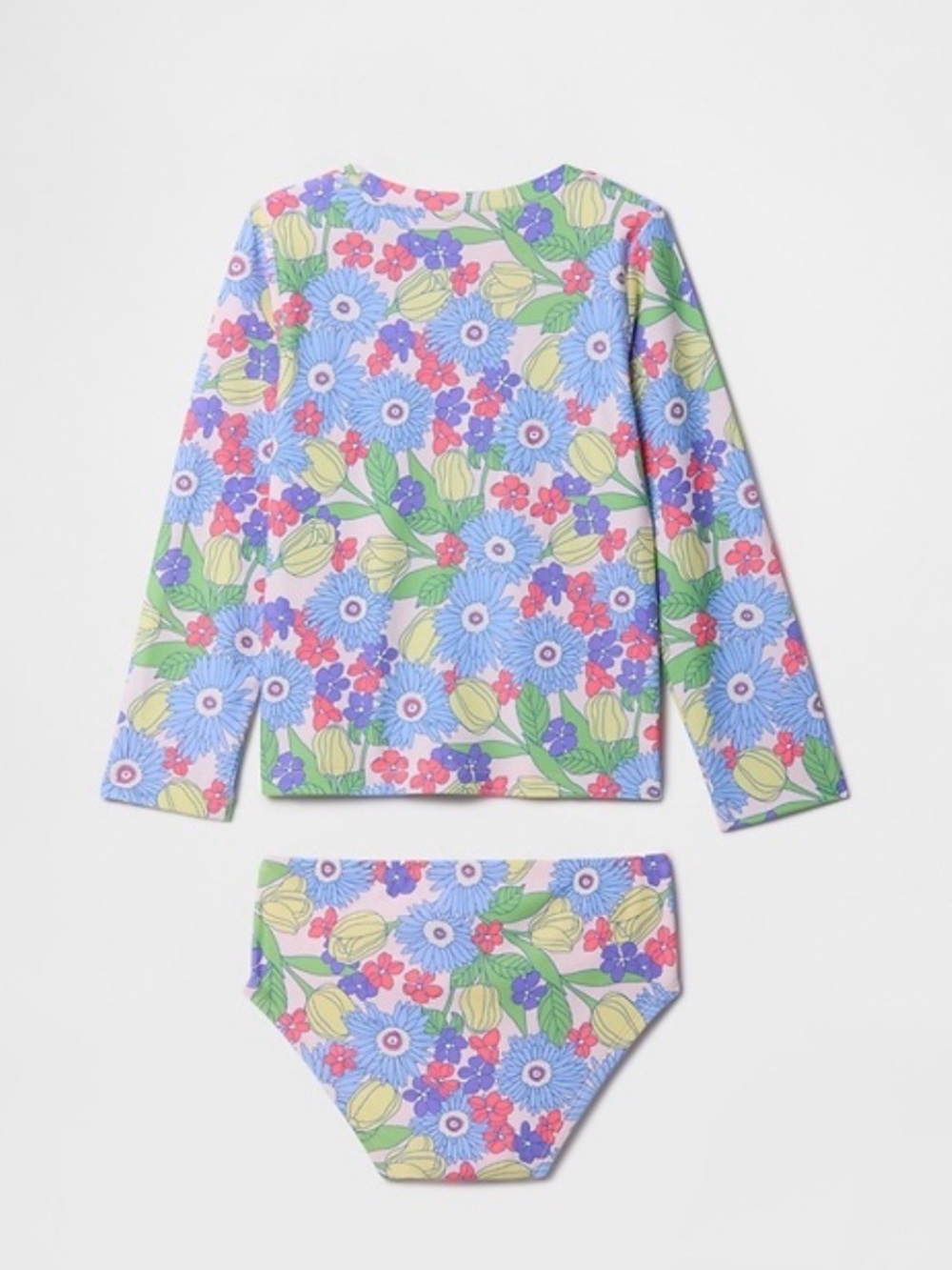 Gap Girls' Floral Long-Sleeve Rash Guard Swimsuit - Pink Multi